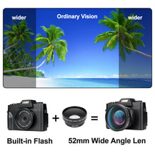 Load image into Gallery viewer, 4K Digital Camera Video Vlogging Camcorder for YouTube WIFI Portable Handheld 16X Digital Zoom 30MP HD Nightvision Selfie Camera