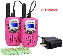 Load image into Gallery viewer, PC Material Pink Retevis RT388 Children Walkie-Talkie 2pcs 0.5W 8/22CH Two Way Radio Portable  Flashlight & Rechargeable Battery
