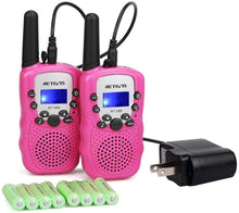 Load image into Gallery viewer, PC Material Pink Retevis RT388 Children Walkie-Talkie 2pcs 0.5W 8/22CH Two Way Radio Portable  Flashlight & Rechargeable Battery