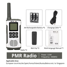 Load image into Gallery viewer, Retevis RT45 PMR Radio Walkie Talkie 2 pcs PMR PMR446 FRS Handy Two-Way Radio Communicator Family Walkie-Talkie Walkie-talkies
