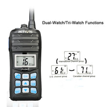 Load image into Gallery viewer, RETEVIS RT55 Professional VHF Marine Radio Float Walkie Talkie Waterproof Two-way Radio NOAA Weather Alert 5W Marine VHF Radio