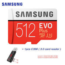 Load image into Gallery viewer, SAMSUNG-carte mémoire EVO PLUS EVO PLUS +, 32 go/64 go/512 go/256 go/128 go, sdhc, classe 10, TF, compatible 4K