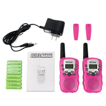 Load image into Gallery viewer, PC Material Pink Retevis RT388 Children Walkie-Talkie 2pcs 0.5W 8/22CH Two Way Radio Portable  Flashlight & Rechargeable Battery