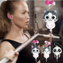 Load image into Gallery viewer, 3.5mm filaire rétractable dans l'oreille casque dessin animé chat/Panda écouteur Clip casque sport écouteur pour Xiaomi Huawei iphone