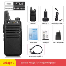 Load image into Gallery viewer, Retevis RT622 RT22 Mini Walkie Talkie 2pcs PMR Radio PMR446 FRS UHF Two-way Radio Portable VOX USB Charging Handheld Transceiver