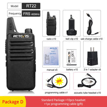 Load image into Gallery viewer, Cheap Walkie Talkie 10 pcs Retevis RT22 FRS RT622 PMR Radio PMR446 Professional Walkie-talkies Woki Toki Hotel Restaurant Cafe