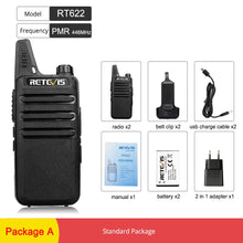 Load image into Gallery viewer, Retevis RT622 RT22 Mini Walkie Talkie 2pcs PMR Radio PMR446 FRS UHF Two-way Radio Portable VOX USB Charging Handheld Transceiver