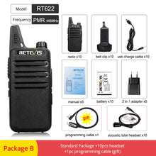 Load image into Gallery viewer, Cheap Walkie Talkie 10 pcs Retevis RT22 FRS RT622 PMR Radio PMR446 Professional Walkie-talkies Woki Toki Hotel Restaurant Cafe