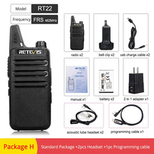 Load image into Gallery viewer, Retevis RT622 RT22 Mini Walkie Talkie 2pcs PMR Radio PMR446 FRS UHF Two-way Radio Portable VOX USB Charging Handheld Transceiver