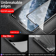 Load image into Gallery viewer, 3 pièces couvercle complet verre de protection sur pour iPhone 11 Pro Max Film de verre trempé sur iPhone X XR XS Max protecteur d'écran bord incurvé