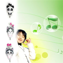 Load image into Gallery viewer, 3.5mm filaire rétractable dans l'oreille casque dessin animé chat/Panda écouteur Clip casque sport écouteur pour Xiaomi Huawei iphone