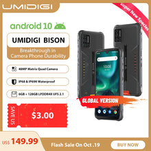 Load image into Gallery viewer, UMIDIGI BISON IP68/IP69K téléphone robuste étanche 48MP matrice Quad caméra 6.3 "FHD + affichage 6GB + 128GB NFC Android 10 Smartphone
