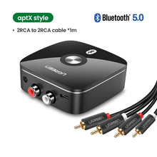 Load image into Gallery viewer, Ugreen Bluetooth RCA Receiver 5.0 aptX LL 3.5mm Jack Aux Wireless Adapter Music for TV Car RCA Bluetooth 5.0 3.5 Audio Receiver