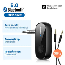 Load image into Gallery viewer, Ugreen Bluetooth Receiver 5.0 aptX LL 3.5mm AUX Jack Audio Wireless Adapter for Car PC Headphones Mic 3.5 Bluetooth 5.0 Receptor