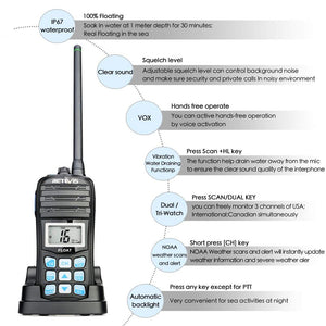 RETEVIS RT55 Professional VHF Marine Radio Float Walkie Talkie Waterproof Two-way Radio NOAA Weather Alert 5W Marine VHF Radio