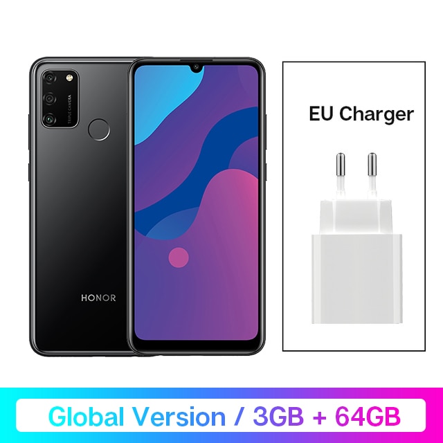 New Global Version Honor 9A Mobile Phones 3GB 64GB 6.3 inch Screen 13MP Triple Cams Fingerprint Facial Unlock Smartphone 5000mAh