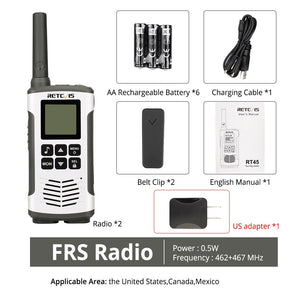 Retevis RT45 PMR Radio Walkie Talkie 2 pcs PMR PMR446 FRS Handy Two-Way Radio Communicator Family Walkie-Talkie Walkie-talkies