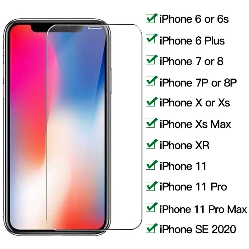 Verre trempé pour iphone 7 8 6 6s Plus X XR XS Max iphone 11 pro Max verre protecteur d'écran sur iphone 7 6 8 SE verre de protection