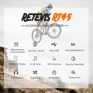 Retevis RT45 PMR Radio Walkie Talkie 2 pcs PMR PMR446 FRS Handy Two-Way Radio Communicator Family Walkie-Talkie Walkie-talkies