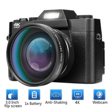 Load image into Gallery viewer, 4K Digital Camera Video Vlogging Camcorder for YouTube WIFI Portable Handheld 16X Digital Zoom 30MP HD Nightvision Selfie Camera
