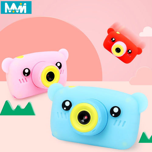 HobbyLane Portable Children 1300W HD Digital Camera Cute Cartoon Bear Shape 2 Inches IPS Screen Mini Camera Toy Gift For Kids