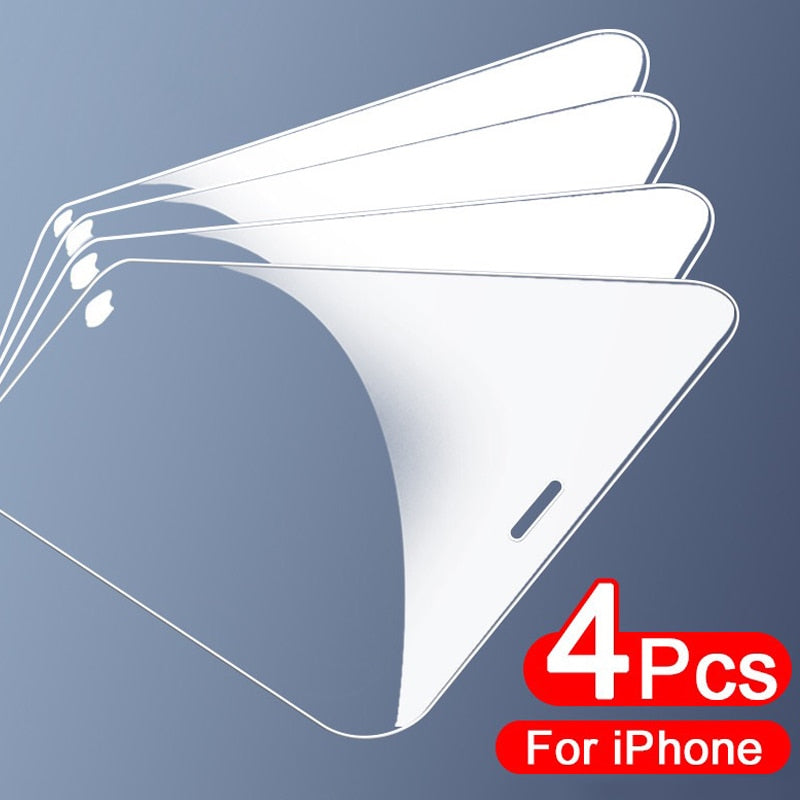 4 pièces couvercle complet verre de protection sur pour iPhone 11 Pro Max X XR XS MAX Film de verre trempé sur iPhone 12 Pro Mini protecteur d'écran