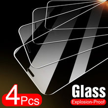 Load image into Gallery viewer, 4 Pièces En Verre Trempé Pour iPhone 11 12 Pro XS Max X XR Protecteur D&#39;écran de Couverture Complète Pour iPhone 7 8 6 Plus SE 2020 Verre protecteur
