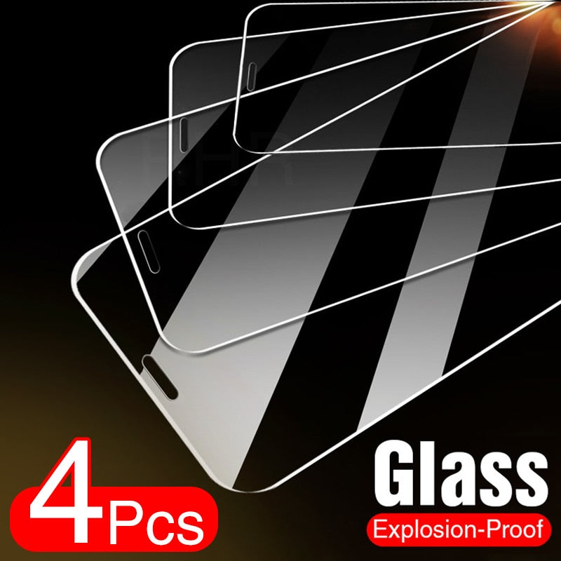 4 Pièces En Verre Trempé Pour iPhone 11 12 Pro XS Max X XR Protecteur D'écran de Couverture Complète Pour iPhone 7 8 6 Plus SE 2020 Verre protecteur