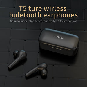 QCY T5 sans fil Bluetooth écouteurs V5.0 contrôle tactile écouteurs stéréo HD parlant avec 380mAh batterie-