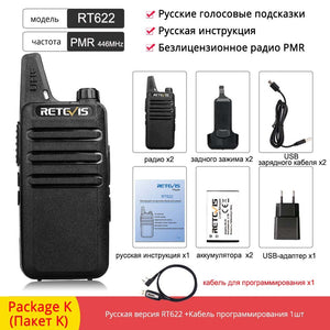 Retevis RT622 RT22 Mini Walkie Talkie 2pcs PMR Radio PMR446 FRS UHF Two-way Radio Portable VOX USB Charging Handheld Transceiver