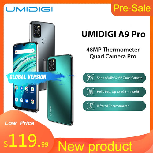 UMIDIGI Smartphone Quad caméra 24MP SelfieCamera UMIDIGI A9 Pro 6 go 128 go Helio P60 Octa Core 6.3 