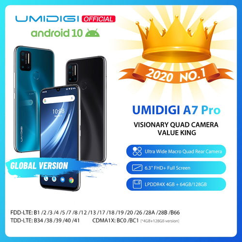 UMIDIGI-A7 Pro, 64GB/128GB ROM, LPDDR4X Octa Core, 6,3