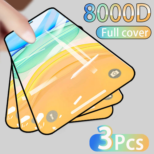 3 pièces couvercle complet verre de protection sur pour iPhone 11 Pro Max Film de verre trempé sur iPhone X XR XS Max protecteur d'écran bord incurvé