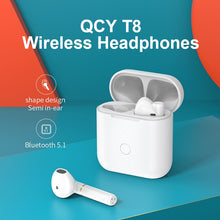 Load image into Gallery viewer, QCY T8 Bluetooth écouteur Semi-dans-oreille sans fil TWS double connexion casque Hall écouteurs magnétiques avec Microphone casque
