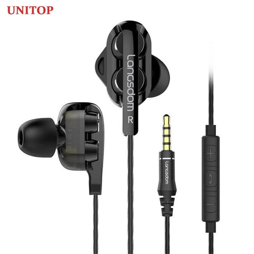 UNITOP Langsdom D4 stéréo casque de basse dans l'oreille 3.5MM filaire écouteurs HIFI écouteur avec micro pour Xiaomi Samsung Huawei iPhones