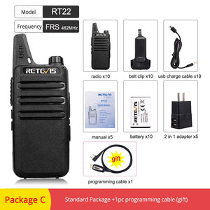 Cheap Walkie Talkie 10 pcs Retevis RT22 FRS RT622 PMR Radio PMR446 Professional Walkie-talkies Woki Toki Hotel Restaurant Cafe