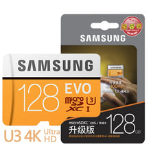 Load image into Gallery viewer, SAMSUNG-carte Micro SD EVO EVO + 64 go, classe 10, U3, TF/S, C10 r100 mo/S, XC UHS-1, compatible 4K UItra HD, nouvelle carte mémoire originale
