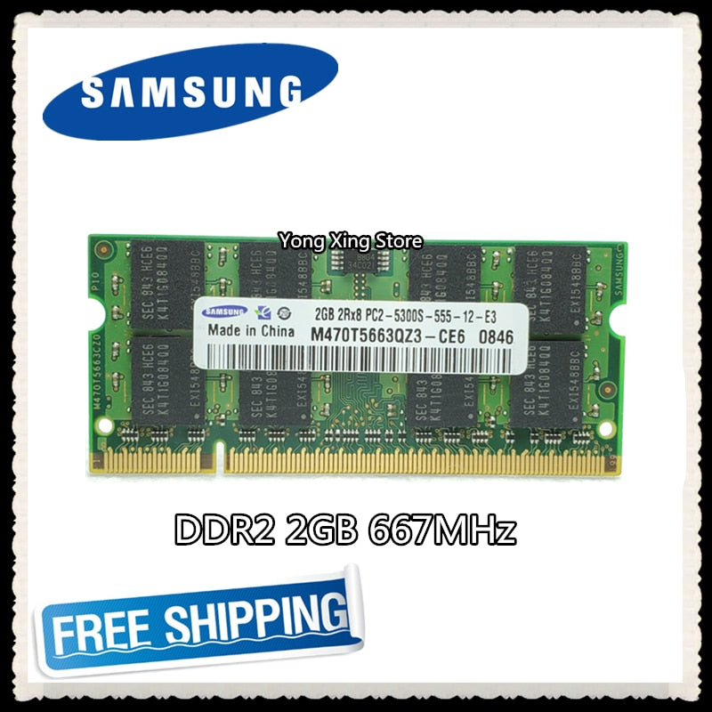 Garantie à vie Samsung DDR2 2GB 667MHz PC2-5300S Original authentique ddr 2 2G ordinateur portable mémoire ordinateur portable RAM 200PIN SODIMM