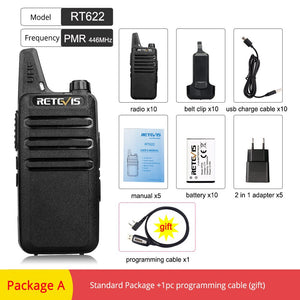 Cheap Walkie Talkie 10 pcs Retevis RT22 FRS RT622 PMR Radio PMR446 Professional Walkie-talkies Woki Toki Hotel Restaurant Cafe