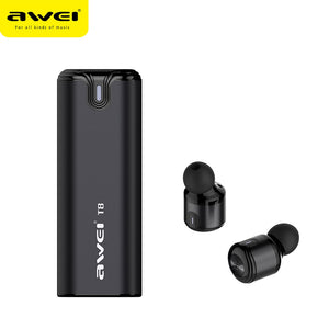 AWEI T8 TWS Bluetooth écouteur véritable sans fil écouteurs avec batterie d'alimentation double Microphone 3D stéréo dans l'oreille écouteurs pour Xiaomi iphone