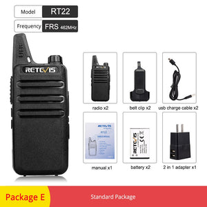 Retevis RT622 RT22 Mini Walkie Talkie 2pcs PMR Radio PMR446 FRS UHF Two-way Radio Portable VOX USB Charging Handheld Transceiver
