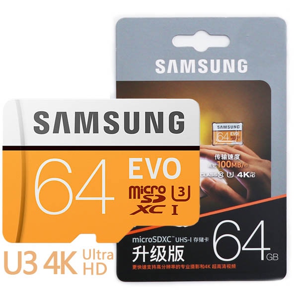 SAMSUNG-carte Micro SD EVO EVO + 64 go, classe 10, U3, TF/S, C10 r100 mo/S, XC UHS-1, compatible 4K UItra HD, nouvelle carte mémoire originale