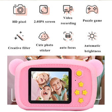 Load image into Gallery viewer, HobbyLane Portable Children 1300W HD Digital Camera Cute Cartoon Bear Shape 2 Inches IPS Screen Mini Camera Toy Gift For Kids
