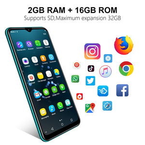 XGODY Mobile Phone Android 9.0 6.53" Waterdrop Dual SIM Smartphone X30 2GB 16GB MTK6580 Quad Core 5MP Camera 3000mAh Cell Phones