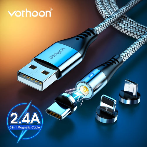 Vothoon 2.4A Micro magnétique USB Type C câble pour iphone 11 Pro Xs Samsung S10 S7 Xiaomi aimant chargeur téléphone portable câble cordon