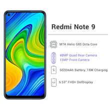 Load image into Gallery viewer, Version mondiale Xiaomi Redmi Note 9 3 go 64 go/4 go 128 go Smartphone Helio G85 Octa Core 48MP Quad caméra arrière 6.53 &quot;5020mAh
