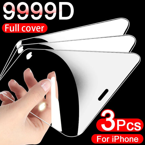 3 PIÈCES De Protection Complet en verre sur iPhone 11 12 Pro Max Verre trempé Sur iPhone 6 7 8 plus X XR XS Max Protecteur D'écran
