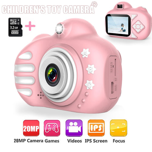 Kids Camera Cartoon Cute Flash 20MP HD  Mini Digital  Camera Children Toys Camera 2.4 inch IPS Screen For Child Birthday Gift