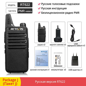 Retevis RT622 RT22 Mini Walkie Talkie 2pcs PMR Radio PMR446 FRS UHF Two-way Radio Portable VOX USB Charging Handheld Transceiver