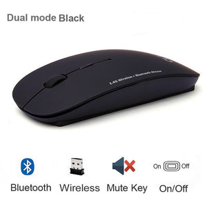 Bluetooth 5.0 + 2.4Ghz Wireless Dual Mode 2 In 1 Cordless Mouse 1600 DPI Ultra-thin Ergonomic Portable Optical Mice